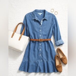 Draper James Chambray Cotton Denim Shirt Dress Size 6
